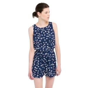 Mango ROMPER floral blue sleeveless shorts XXS